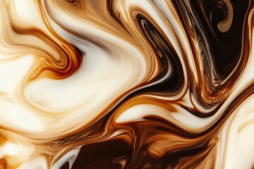 Leinwandbilder - Swirling patterns of coffee mixing into creamy milk, creating an abstract artwork with rich brown and white tones in a cup. Generative AI