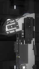 Wall Mural - animation of moving futuristic mechanism. animation. moving details of mechanism of future on backgr