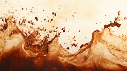 Leinwandbilder - Artistic composition of abstract coffee stains creating splashes on a light background with dynamic shapes and textures. Generative AI