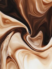 Leinwandbilder - Swirling patterns of coffee mixing with milk create an abstract composition that captivates the eye in warm tones. Generative AI