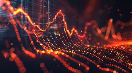 Aufkleber - Market Volatility Graph with Bold Lines and Radiating Light Trails