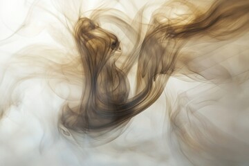 Wall Mural - Abstract swirling smoke patterns with deep coffee tones creating a calming atmosphere in an artistic setting. Generative AI