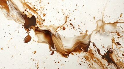 Leinwandbilder - An abstract artistic background of coffee stains and splashes creating unique patterns and textures on a surface. Generative AI