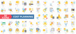 © Uniconlabs - Cost planning icon collection set. Containing budget, expense, investment, estimate, overhead, allocation, funding icon. Simple flat color illustration.
