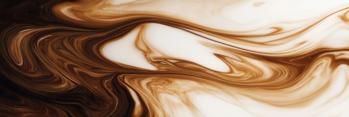 Fototapete - Swirling coffee and milk create an abstract pattern blending rich brown and creamy white hues in a captivating moment. Generative AI