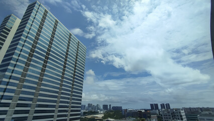 blue sky with scattered clouds in the middle of the day