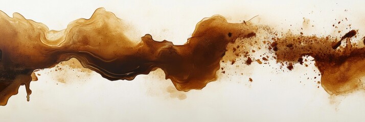 Canvas Print - Abstract artistic background created with spilled coffee stains and splashes in a dynamic flowing pattern. Generative AI