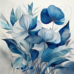 Wall Mural - abstract floral watercolor background