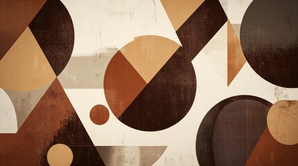 Aufkleber - Abstract illustration featuring geometric shapes filled with rich coffee textures in warm brown tones. Generative AI