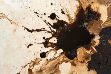 Leinwandbilder - Artistic background showcasing abstract coffee stains and splashes on a light surface in a creative setting. Generative AI