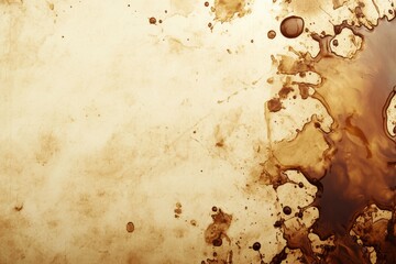 Aufkleber - An abstract artistic background featuring varied coffee stains and splashes on a textured canvas creating a unique visual experience. Generative AI