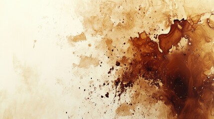 Aufkleber - Abstract art created from coffee stains and splashes on a textured surface for a unique artistic expression. Generative AI