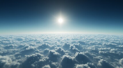 a breathtaking view of sparse clouds, with a deep blue sky and a small bright sun