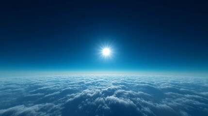 a bright skyscape with minimal clouds, deep blue sky