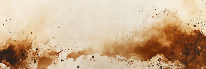 Aufkleber - Artistic abstract background featuring spilled coffee stains and splashes on a light canvas, capturing the essence of spontaneity. Generative AI