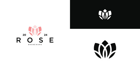 modern rose flower logo design template. premium vector