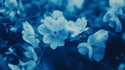 Blue cyanotype flower photography. Cyanotype. Illustration