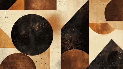 Leinwandbilder - Abstract geometric shapes featuring rich coffee textures in a creative composition on a textured background. Generative AI