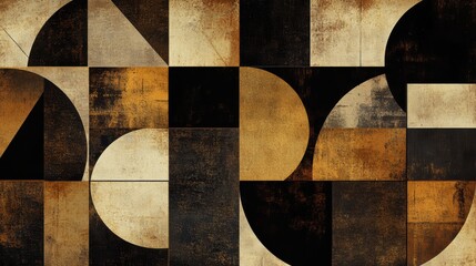 Leinwandbilder - Abstract composition of rich coffee textures with geometric shapes like circles, triangles, and squares in a modern design. Generative AI