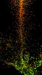 Wall Mural - abstract shining bokeh sparkles moving in vertical direction on black background. animation. colorfu