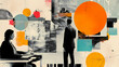 © Thiago - Contemporary art collage. modern design. business people working on their success. Collage Art. Illustration