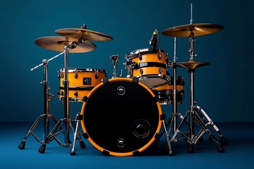 Aufkleber - Minimalist drum kit design, using bold, clean shapes to outline a drum set, with focus on the snare, bass drum, and cymbals in a modern style