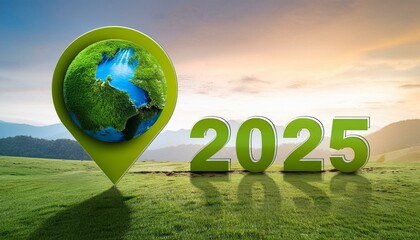 Green location 2025. New year 2025 green tourism concept and save our planet and earth environment. World water day 2025. Earth day 2025 