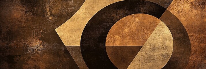 Aufkleber - Abstract geometric shapes in rich coffee textures create an artistic composition showcasing triangles, circles, and squares. Generative AI