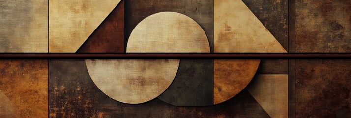 Fototapete - Abstract composition featuring geometric shapes in rich coffee tones exploring depth in a creative art display. Generative AI