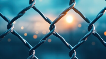 Wall Mural - a strong metal fence surrounding a secure facility, symbolizing physical protection and access contr