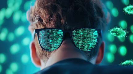 A cybersecurity analyst monitoring network traffic with specialized software, detecting suspicious activity and potential threats.