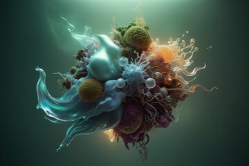 3D Organic Deconstruction Background with Ethereal Glow and Fluid Aesthetics