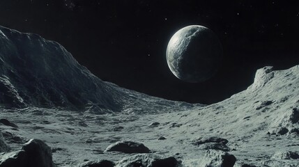 Wall Mural - cinematic astro photography. a view of large gas planet from one of its moons