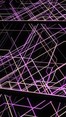 Wall Mural - appearing pink and purple laser beams on a black background. animation. straight crossed bright line