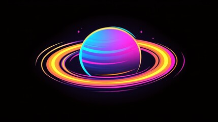 Sticker - A striking depiction of Saturns rings, featuring vivid colors and a sleek minimalist design for an eyecatching effect.