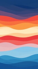 Sticker - Abstract wavy design with gradient colors representing sunset or ocean waves.