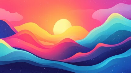 Sticker - Discover a colorful realm of modern flat art with unique textures, perfect for lively and engaging cartoon visuals.