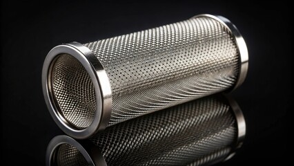 Mesh metal filter with roll on black background, mesh, metal, filter, roll, black, background, close-up, detail