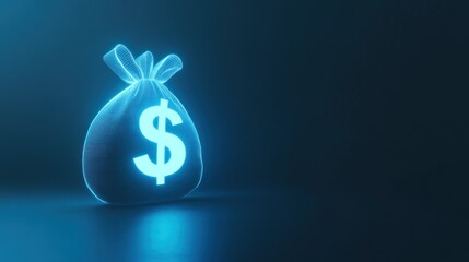 A glowing money bag symbolizing wealth and finance.