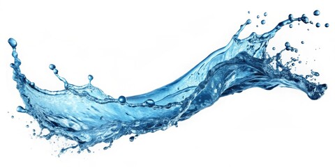 render of clear blue water splashing around, isolated on white background, water, splash,blue,render,isolated, white background