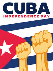 Wall Mural - Happy Cuban Independence Day with Cuban flag