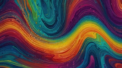 Canvas Print - Abstract Swirling Rainbow Paint