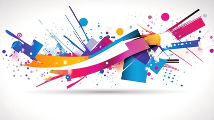 Poster - Abstract colorful design with dynamic shapes and splashes for creative projects.