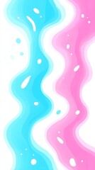 Canvas Print - Abstract wavy patterns in blue and pink colors with a soft gradient effect.
