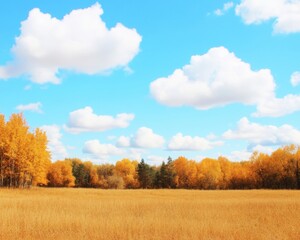 Wall Mural - Crisp Fall Day with Blue Sky and Autumn Foliage in Tranquil Countryside Landscape