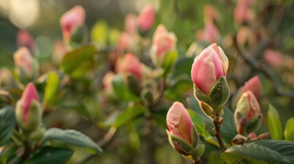 Sticker - Delicate Pink Flower Buds in Soft Natural Light