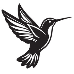 Sticker - Flying hummingbird silhouette vector on a white background