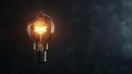 Canvas Print - Illuminated Vintage Light Bulb on Dark Background