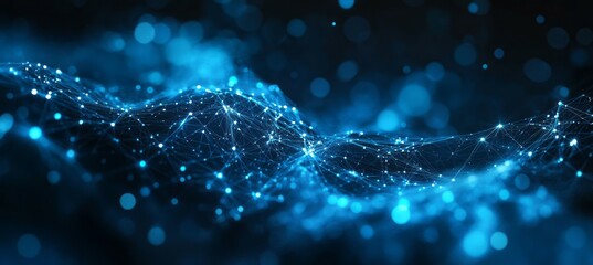 Fototapete - Network polygonal plexus background. Global data cyber system. Generative AI technology.