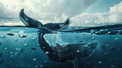 Majestic Whale Tail Breaking Ocean Surface